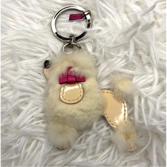 y2k COACH Vintage Patent Poodle Key Fob Key Chain Handbag Charm Bag Charm - Picture 1 of 3